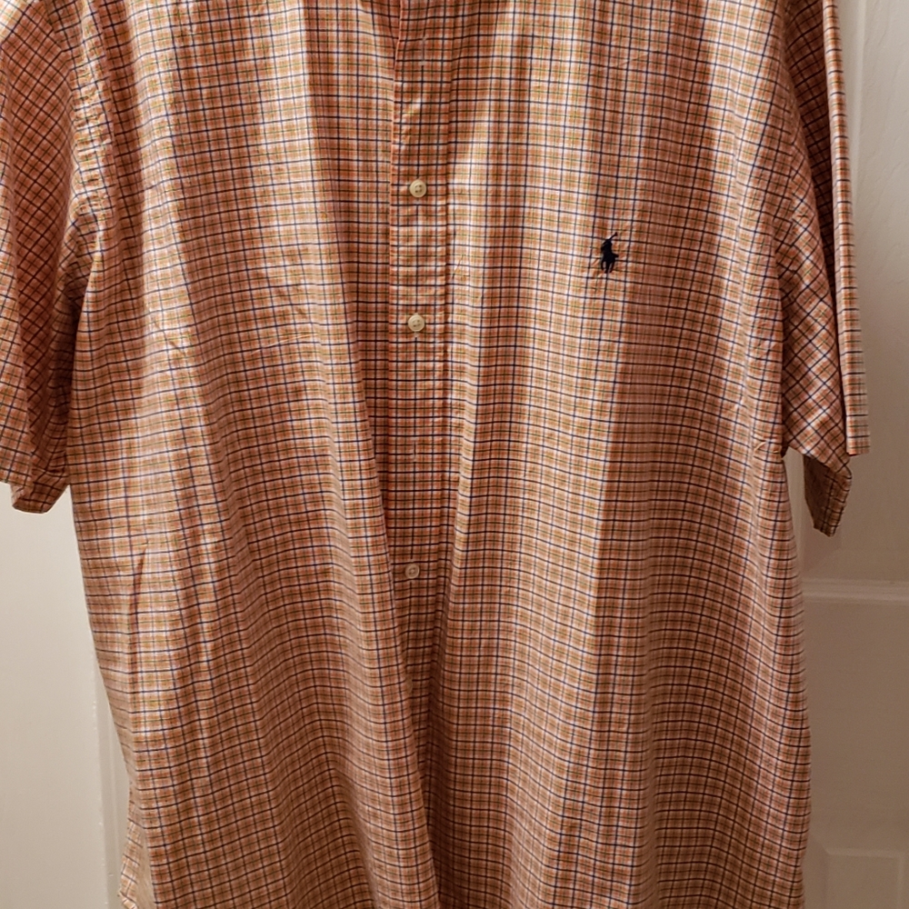 Mens polo by Ralph Lauren orange plaid 3xb summer shirt